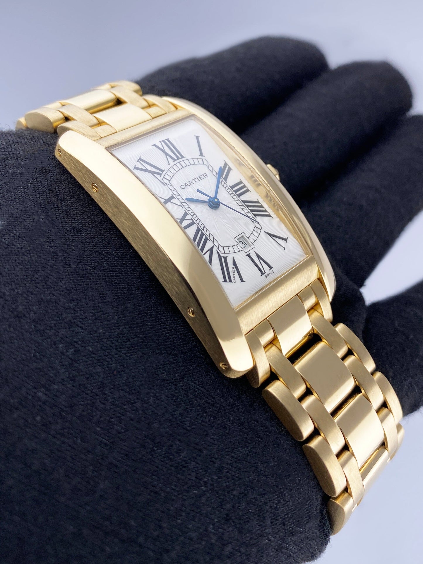 Cartier Tank Americaine Large W26031K2 18K Yellow Gold Mens Watch - Watches