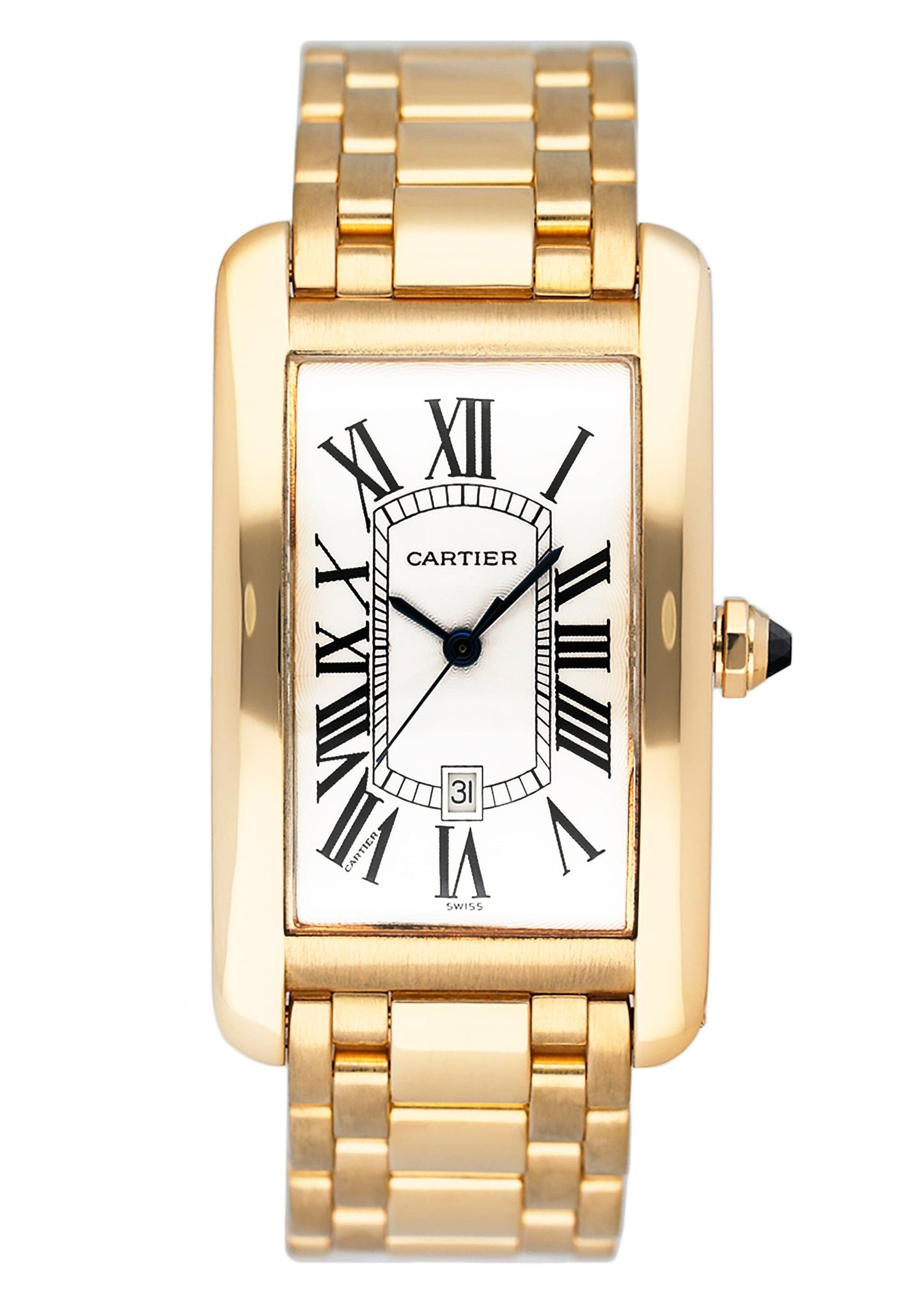 Cartier Tank Americaine Large W26031K2 18K Yellow Gold Mens Watch - Watches