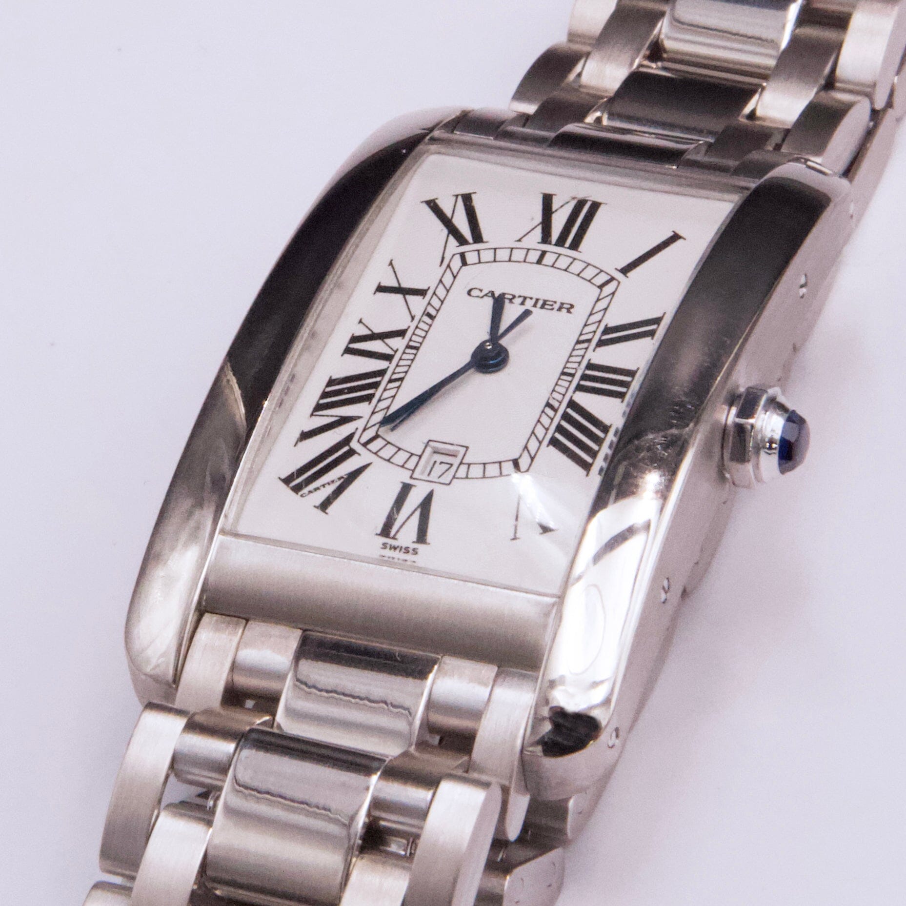 Cartier Tank Americaine Large W2603256 18K White Gold Mens Watch - Watches