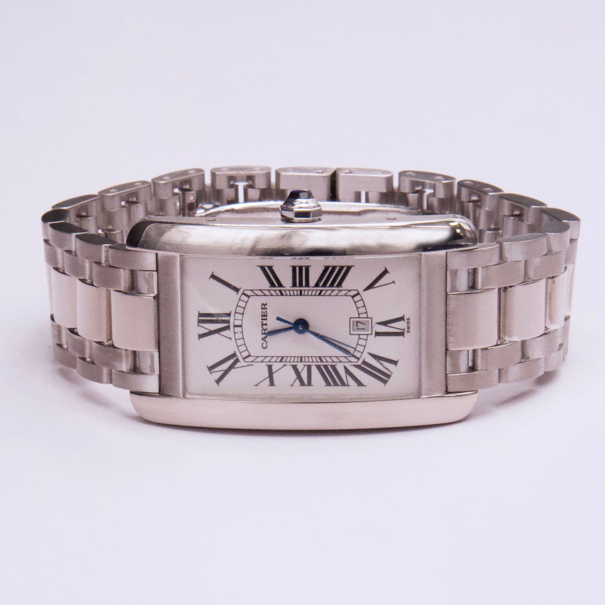Cartier Tank Americaine Large W2603256 18K White Gold Mens Watch - Watches