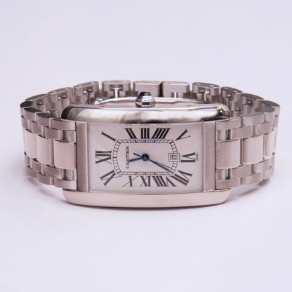 Cartier Tank Americaine Large W2603256 18K White Gold Mens Watch - Watches