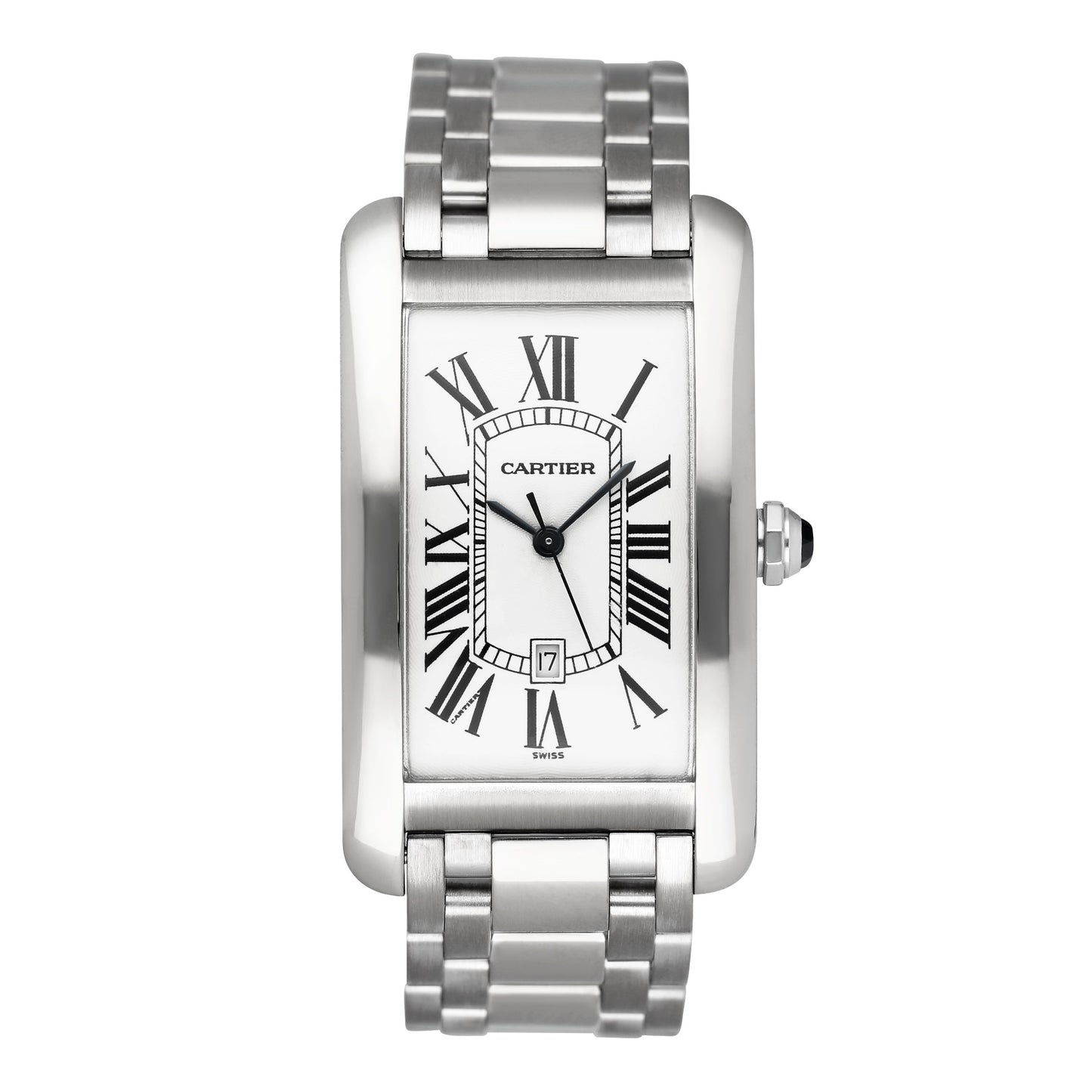 Cartier Tank Americaine Large W2603256 Rhodiumized 18K White Gold Mens Watch