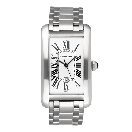 Cartier Tank Americaine Large W2603256 Rhodiumized 18K White Gold Mens Watch