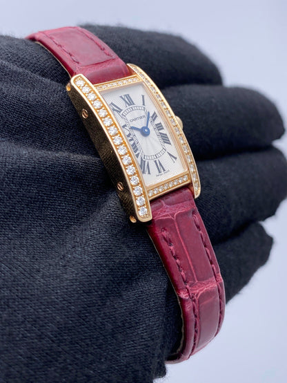 Cartier Tank Americaine Mini WB710014 18K Rose Gold Ladies Watch - Watches