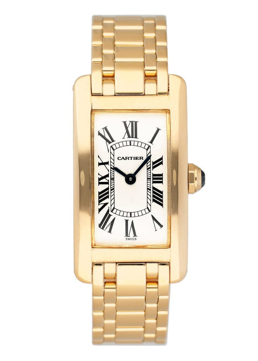 Cartier Tank Americaine W26015K2 18K Yellow Gold Ladies Watch - Wristwatch