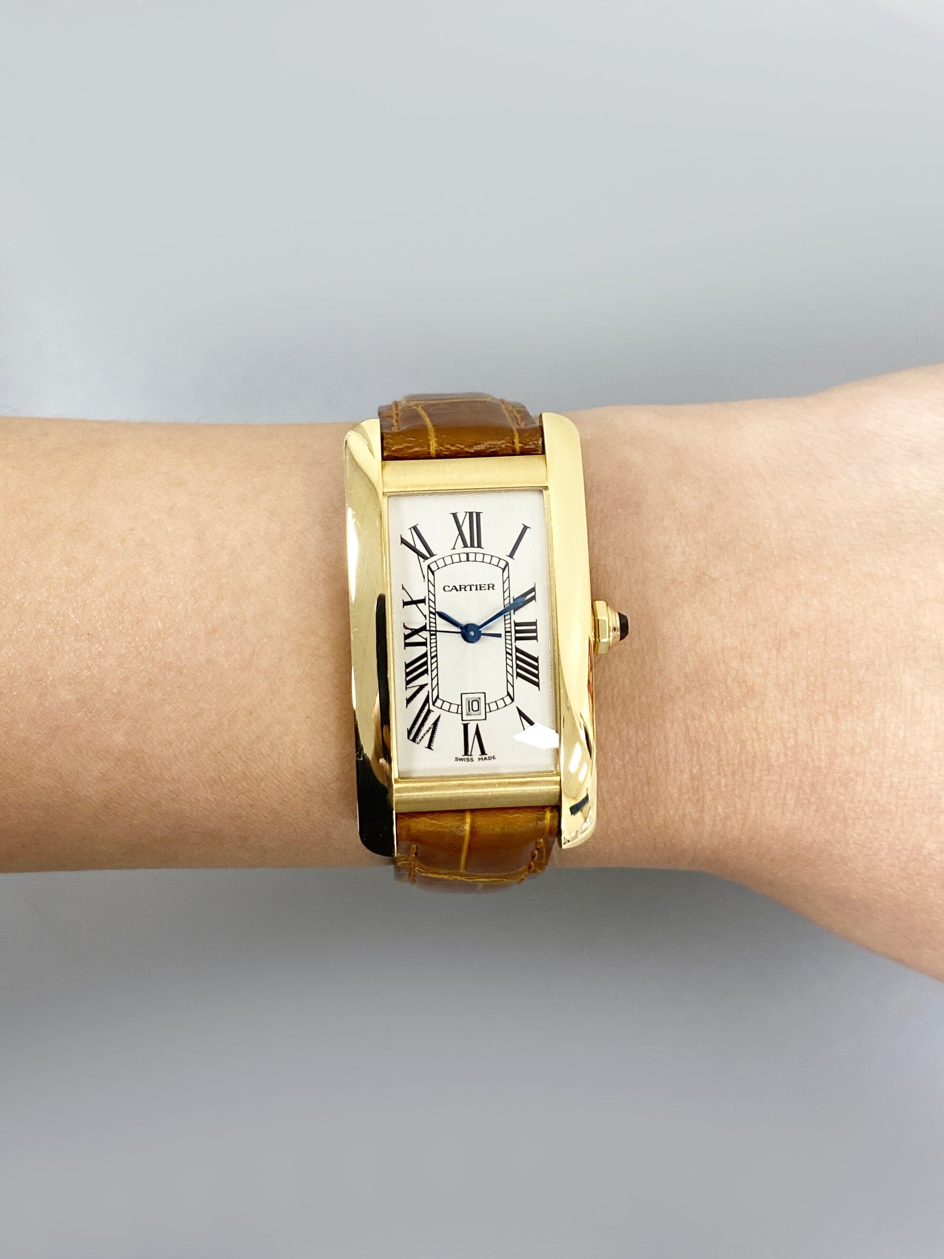 Cartier Tank Americaine W2603556 18K Yellow Gold Ladies Watch