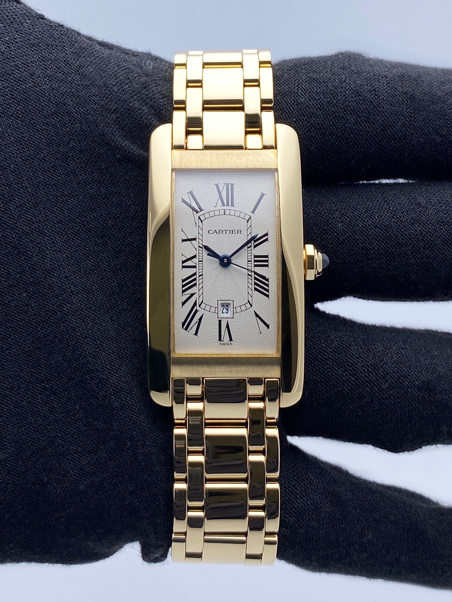 Cartier Tank Americaine W26035K2 18K Yellow Gold Watch - Wristwatch