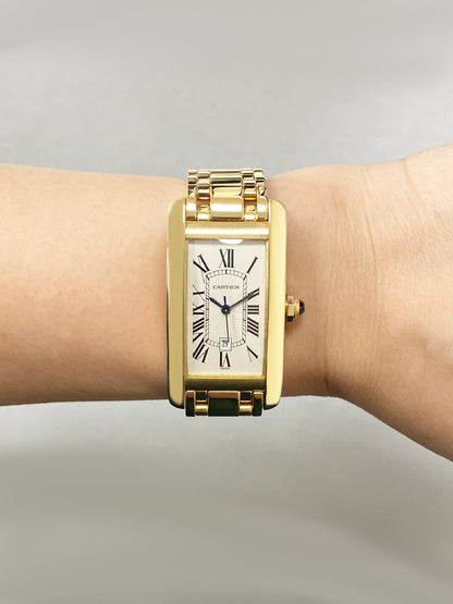 Cartier Tank Americaine W26035K2 18K Yellow Gold Watch - Wristwatch