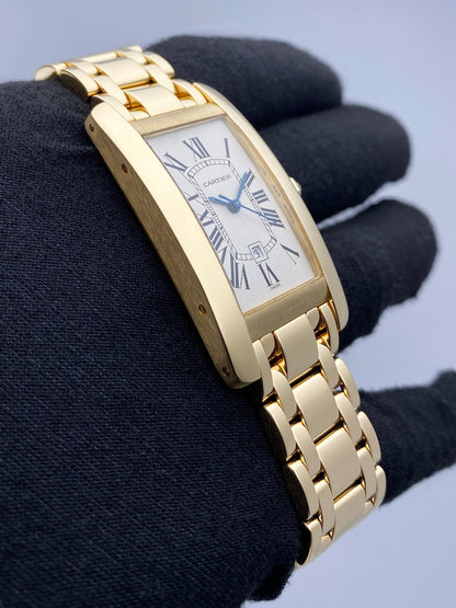 Cartier Tank Americaine W26035K2 18K Yellow Gold Watch - Wristwatch