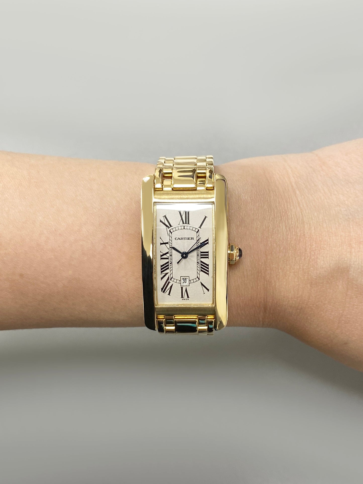 Cartier Tank Americaine W26035K2 18K Yellow Gold Ladies Watch Box Papers - Watches
