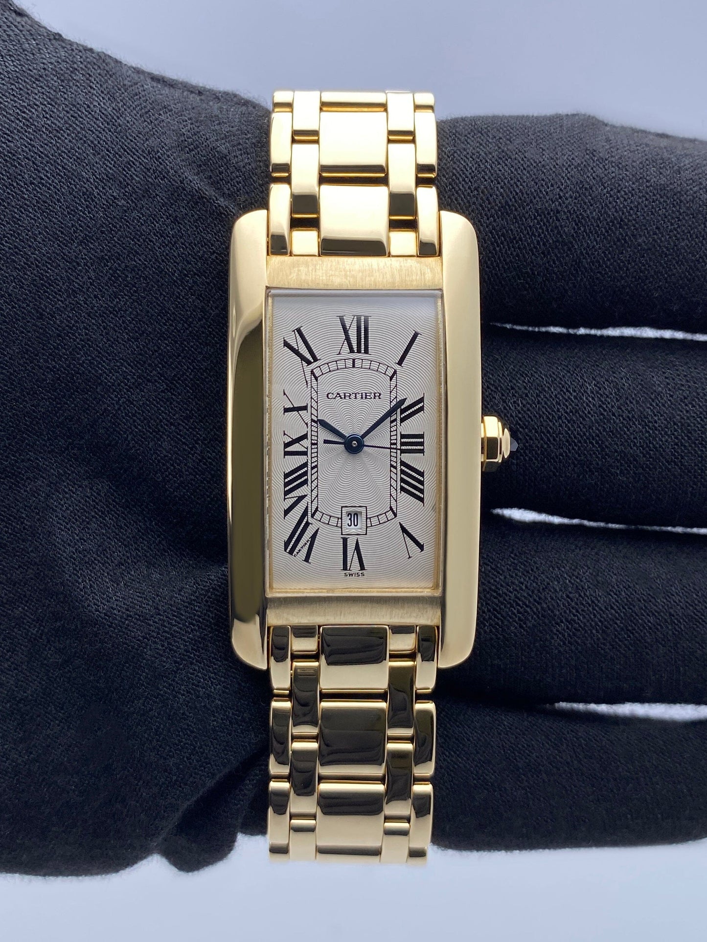 Cartier Tank Americaine W26035K2 18K Yellow Gold Ladies Watch Box Papers - Watches