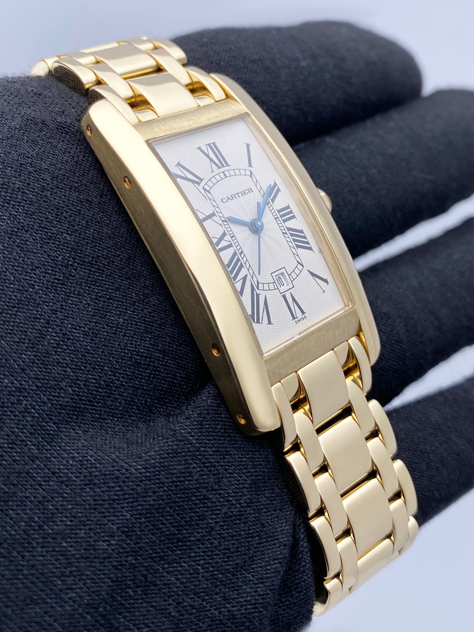 Cartier Tank Americaine W26035K2 18K Yellow Gold Ladies Watch Box Papers - Watches