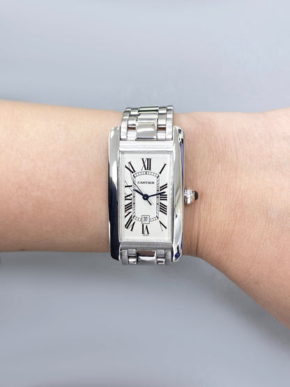Cartier Tank Americaine W2603656 18K White Gold Automatic Watch - Wristwatch