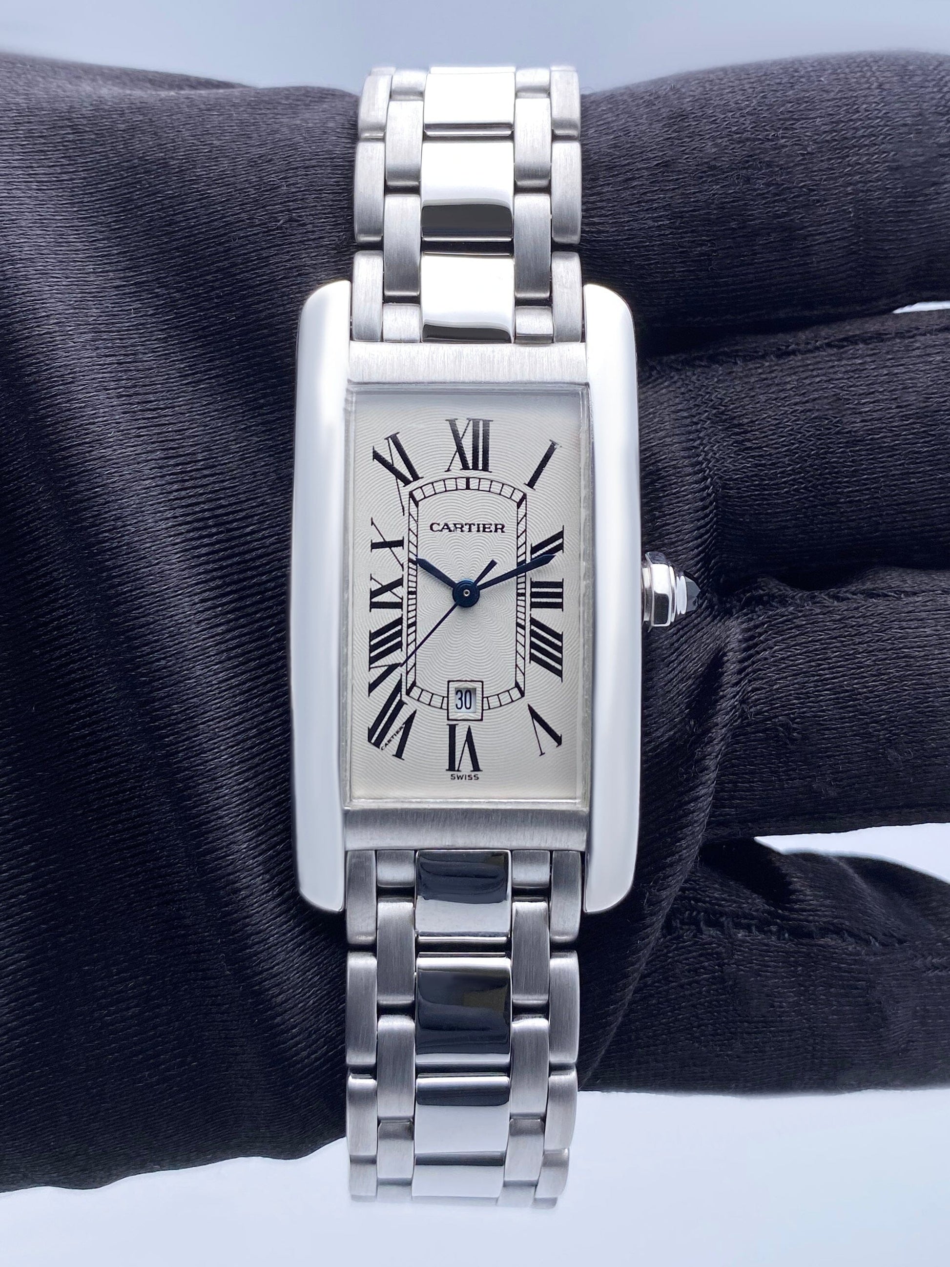 Cartier Tank Americaine W2603656 18K White Gold Automatic Watch - Wristwatch