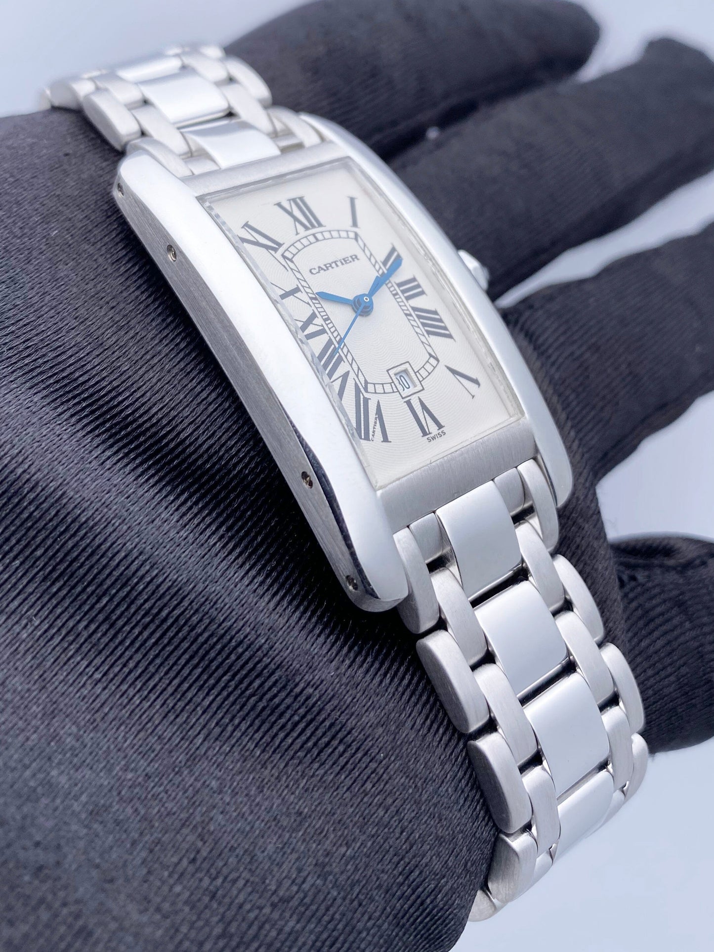 Cartier Tank Americaine W2603656 18K White Gold Automatic Watch - Wristwatch