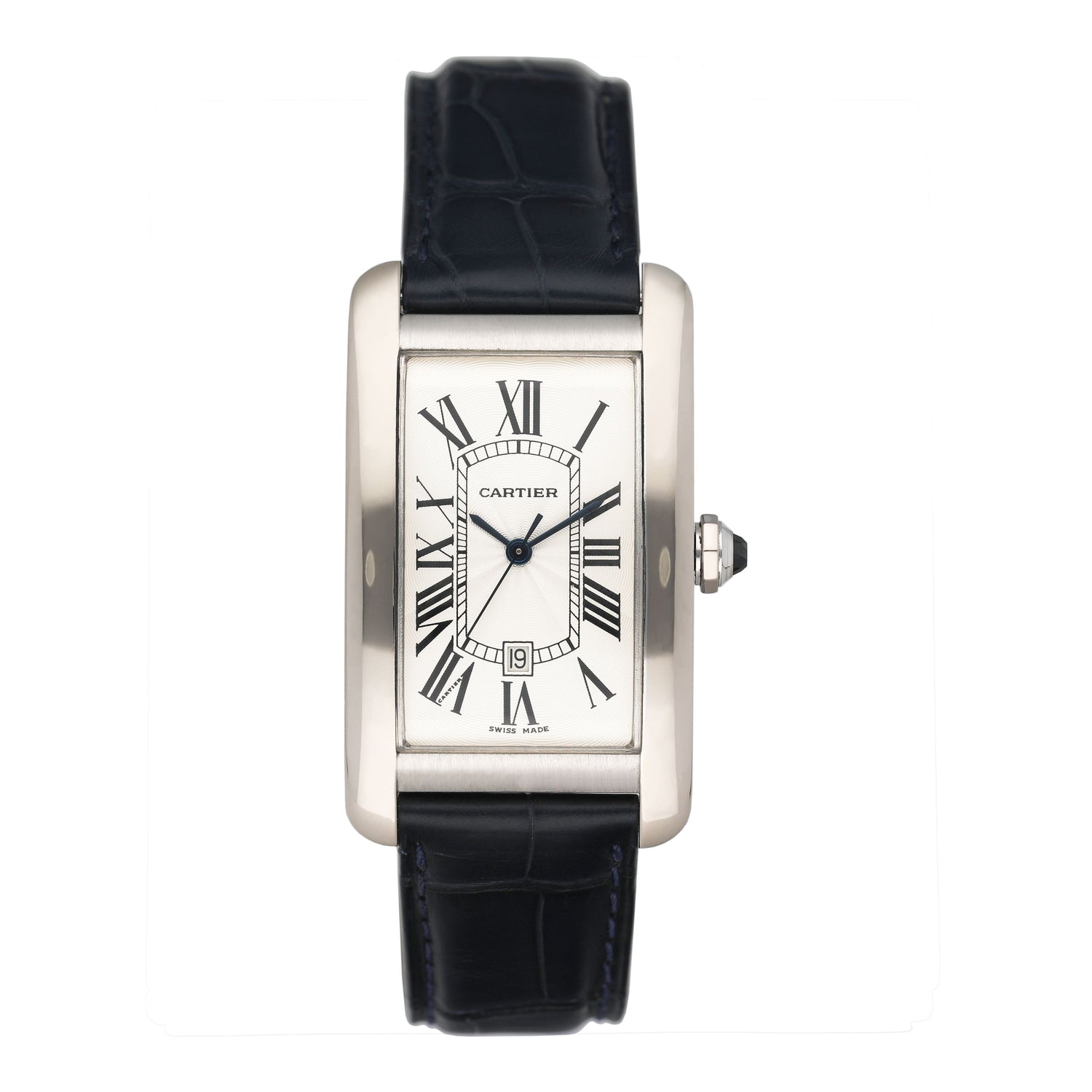 Cartier Tank Americaine W2605556 18K White Gold Mens Watch - Wristwatch