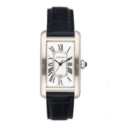 Cartier Tank Americaine W2605556 18K White Gold Mens Watch