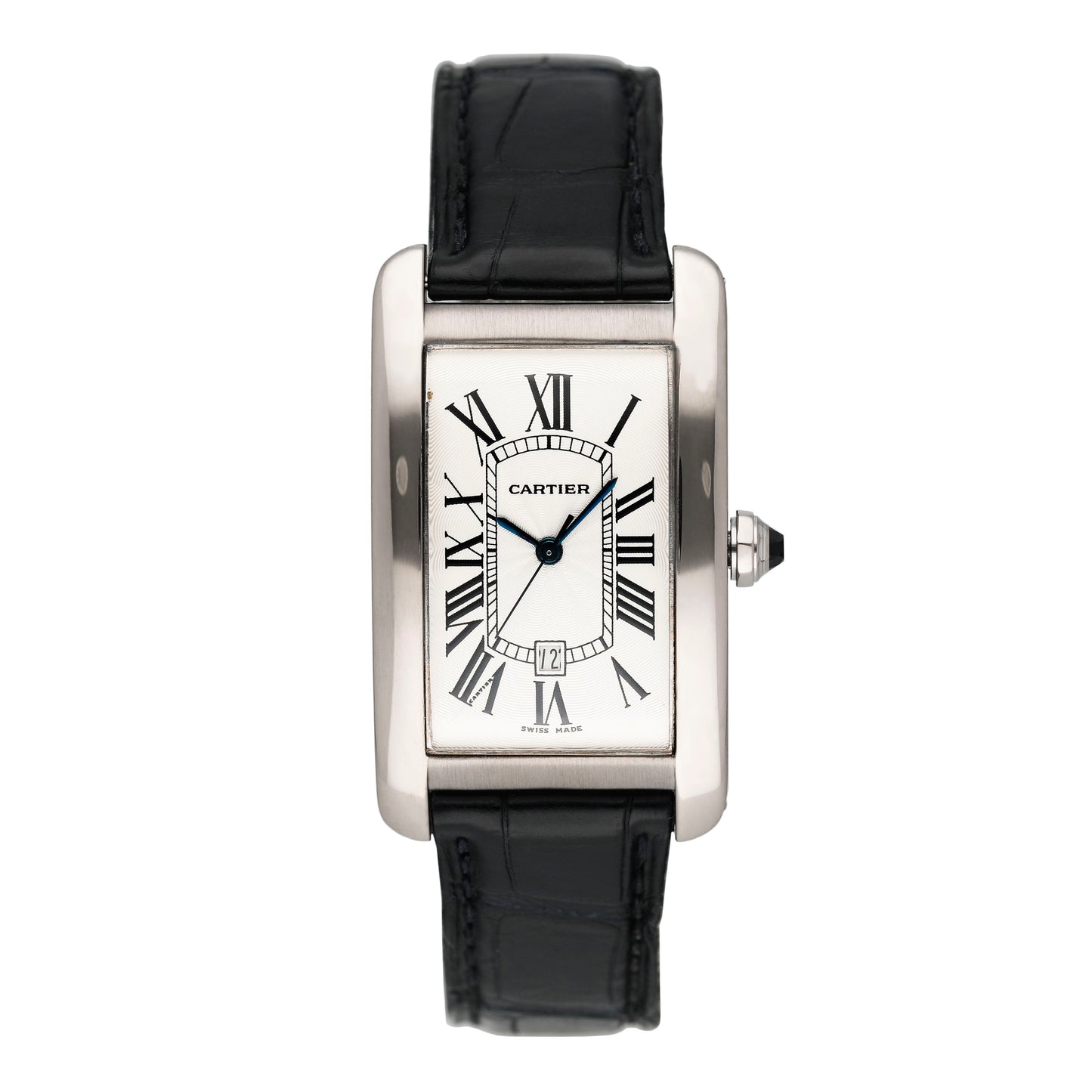 Cartier Tank Americaine W2605556 18K White Gold Mens Watch