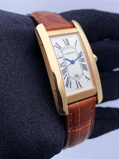 Cartier Tank Americaine W2620030 18K Rose Gold Watch Box Papers - Wristwatch