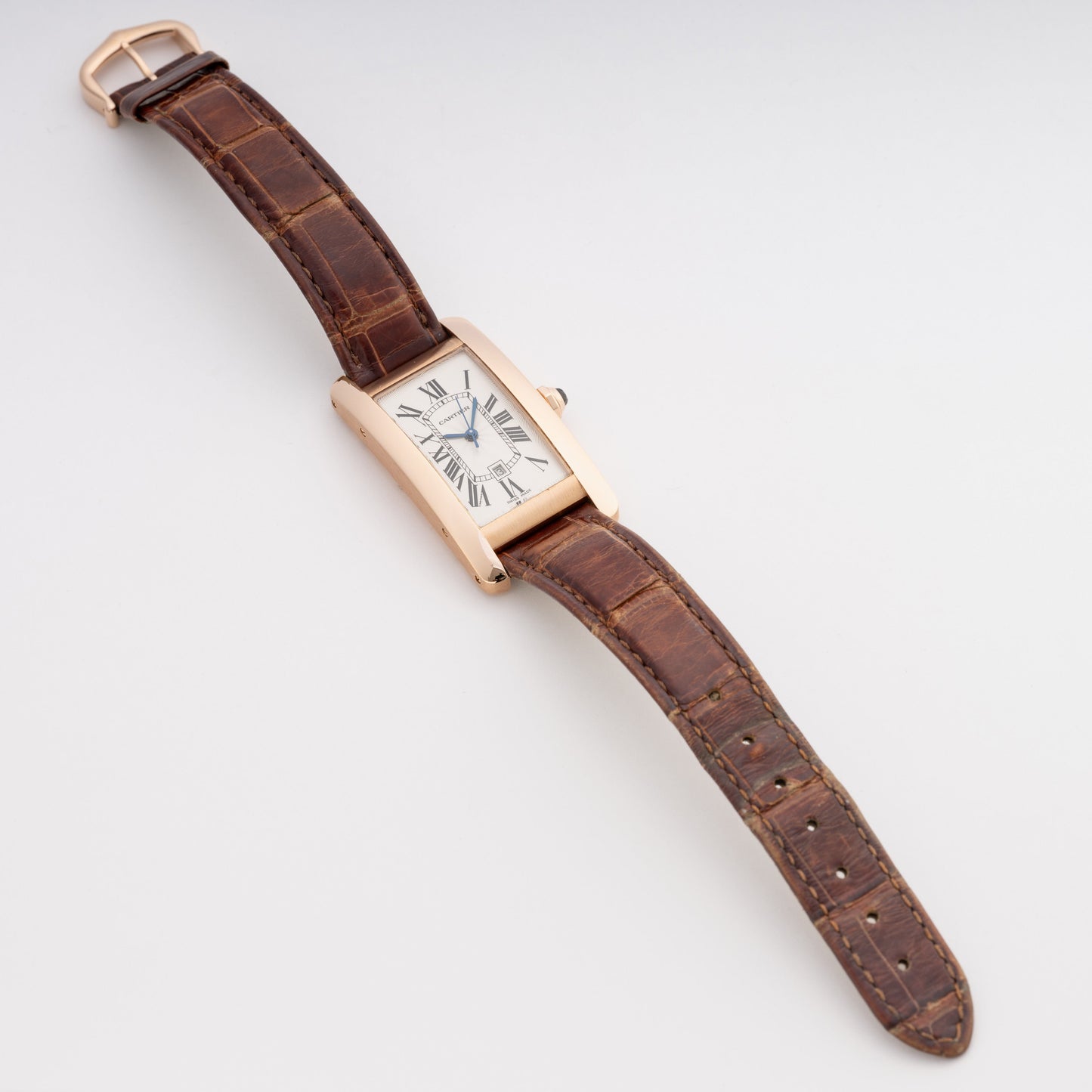 Cartier Tank Americaine W2620030 18K Rose Gold Watch Box Papers - Wristwatch