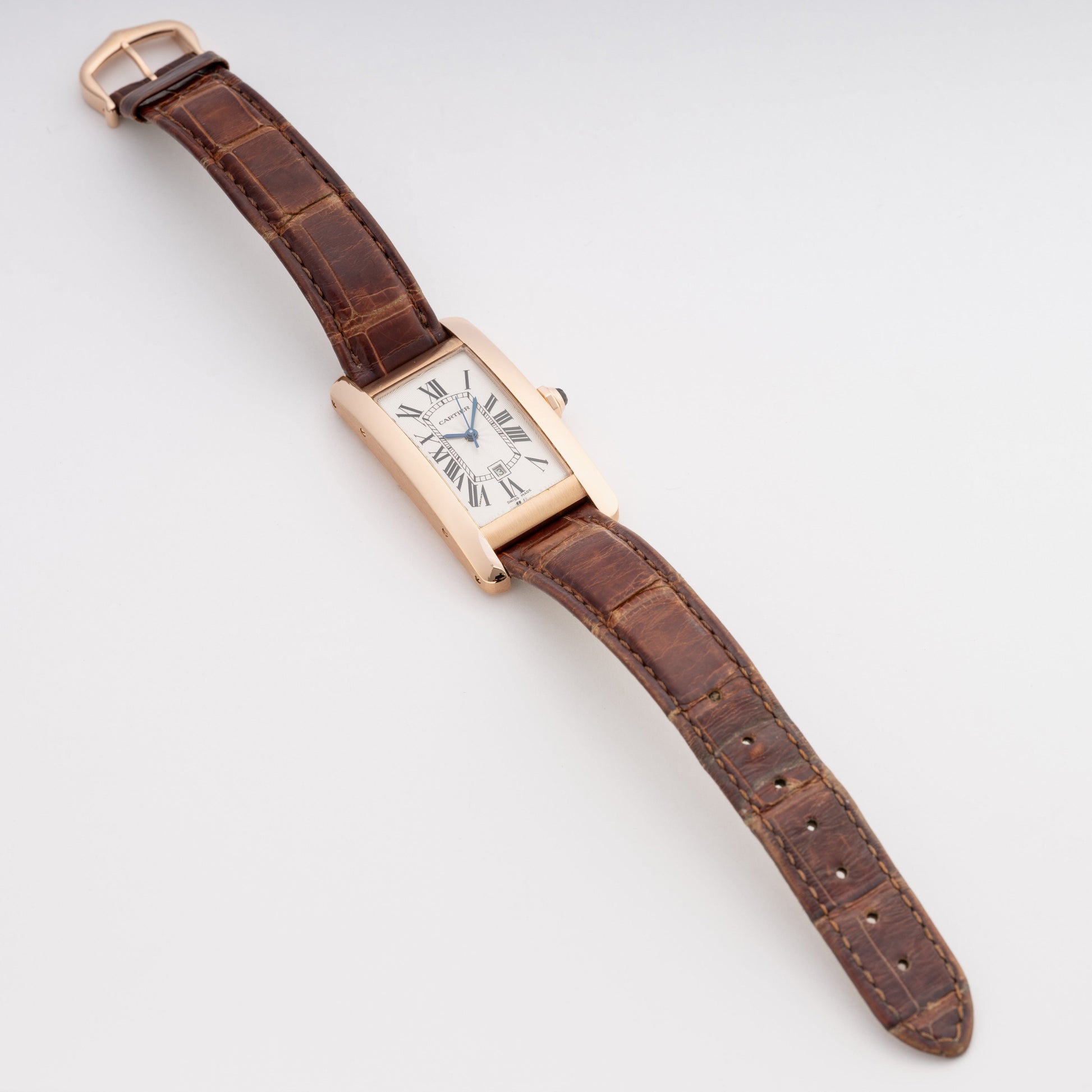 Cartier Tank Americaine W2620030 18K Rose Gold Watch Box Papers - Wristwatch