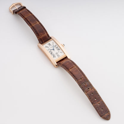Cartier Tank Americaine W2620030 18K Rose Gold Watch Box Papers - Wristwatch