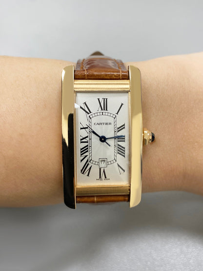 Cartier Tank Americaine W2620030 18K Rose Gold Watch Box Papers - Wristwatch