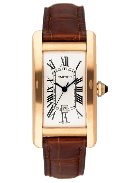 Cartier Tank Americaine W2620030 18K Rose Gold Watch Box Papers - Wristwatch