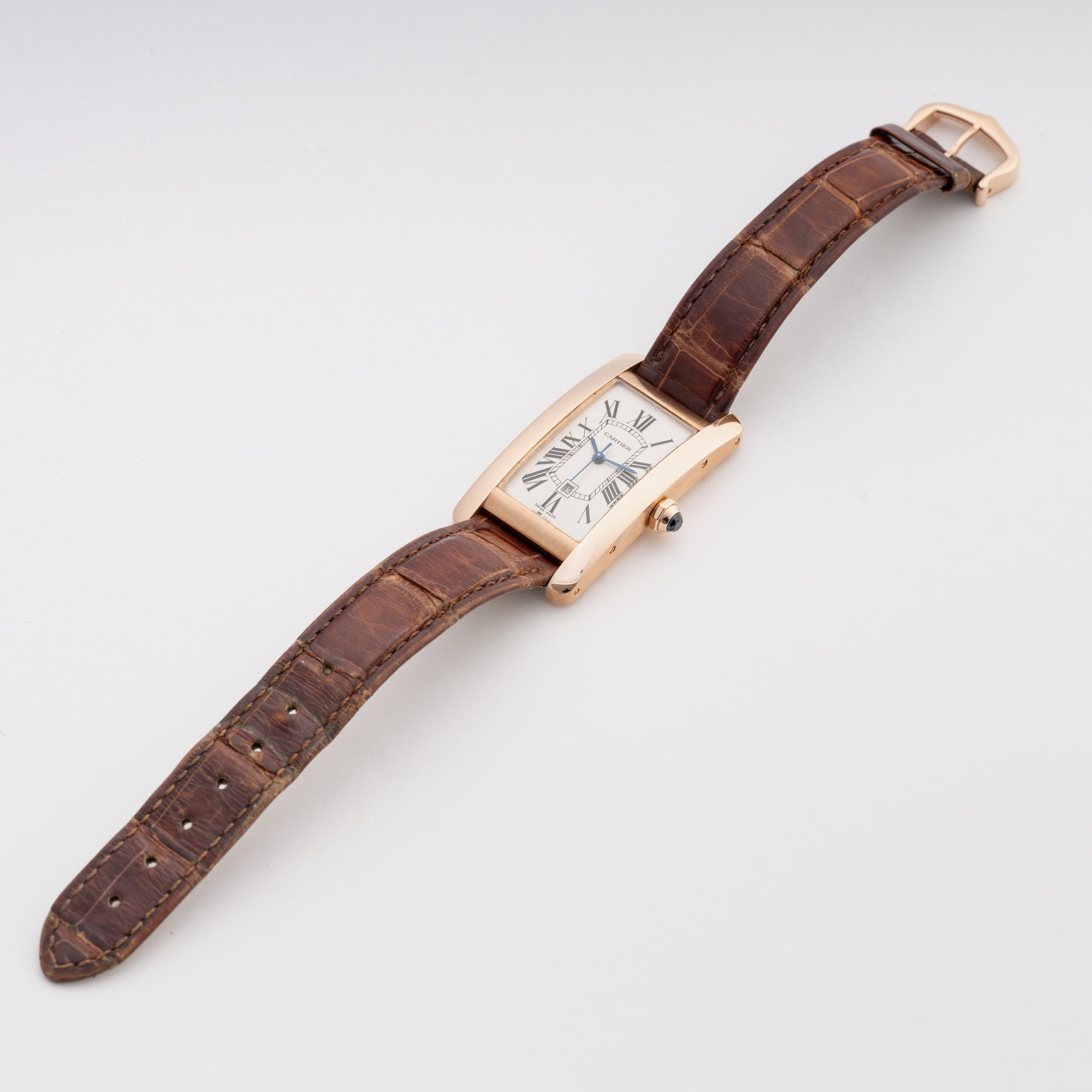 Cartier Tank Americaine W2620030 18K Rose Gold Watch Box Papers - Wristwatch