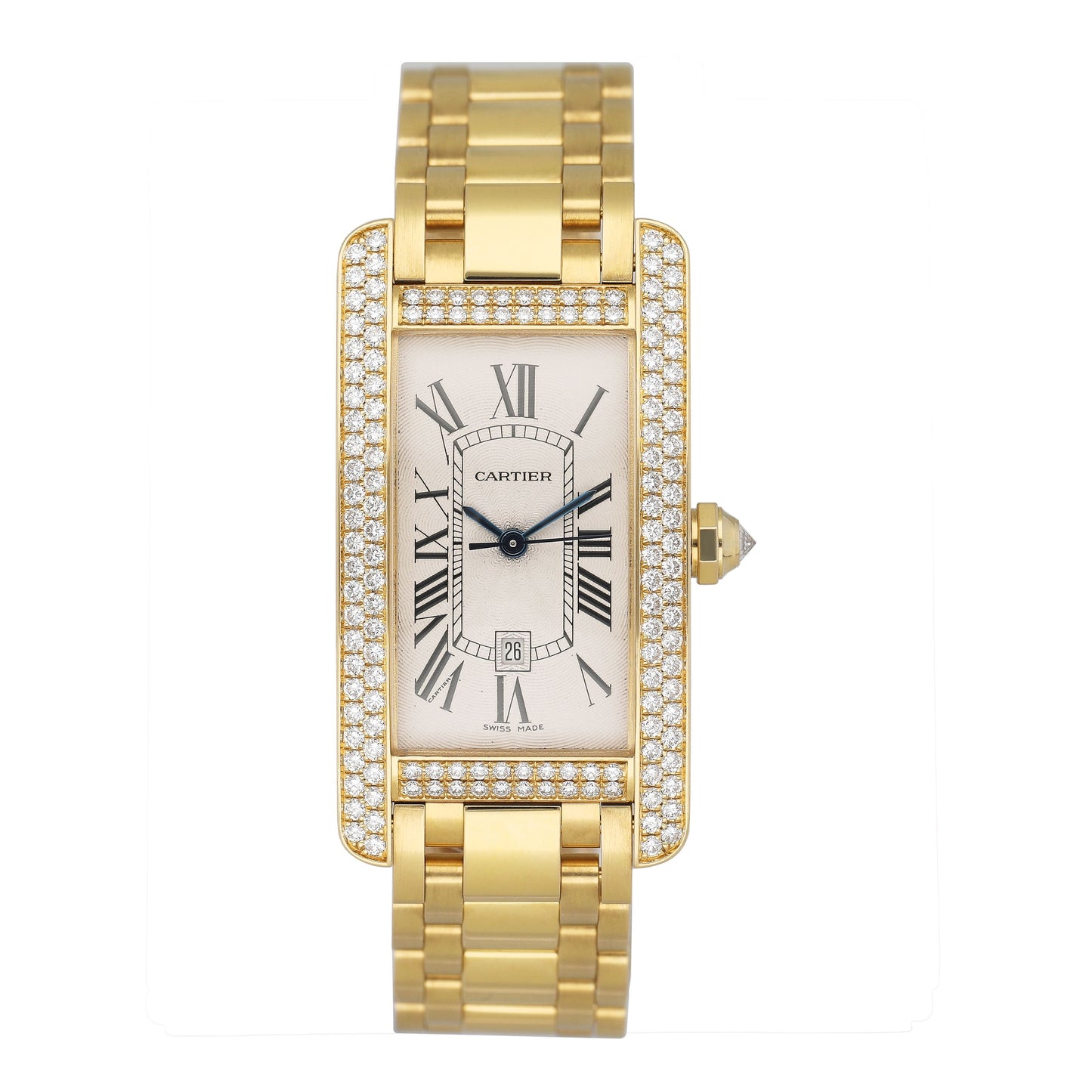 Cartier Tank Americaine WB7057K2 Diamond 18K Yellow Gold Ladies Watch