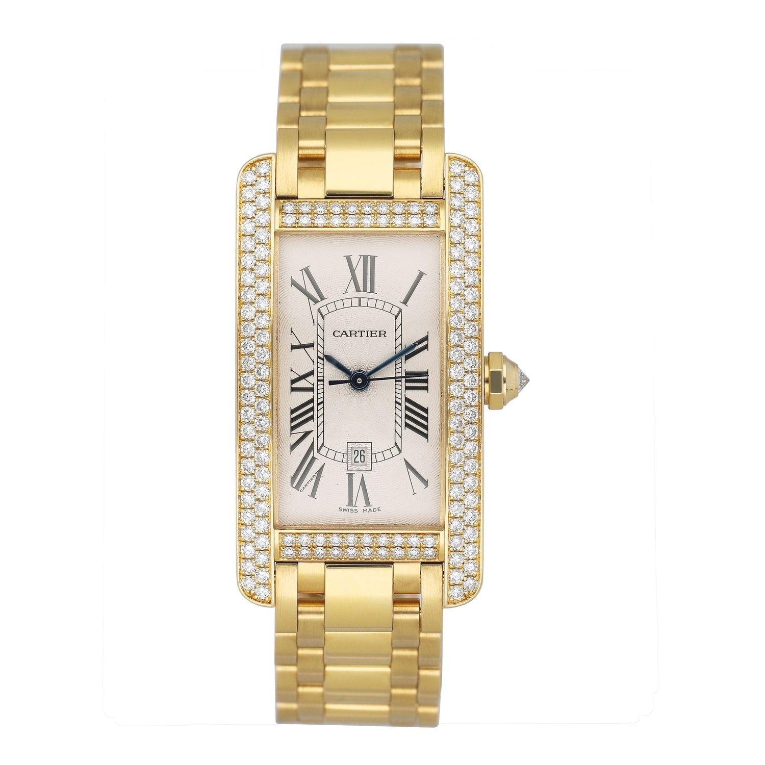 Cartier Tank Americaine WB7057K2 Diamond 18K Yellow Gold Ladies Watch - Watches