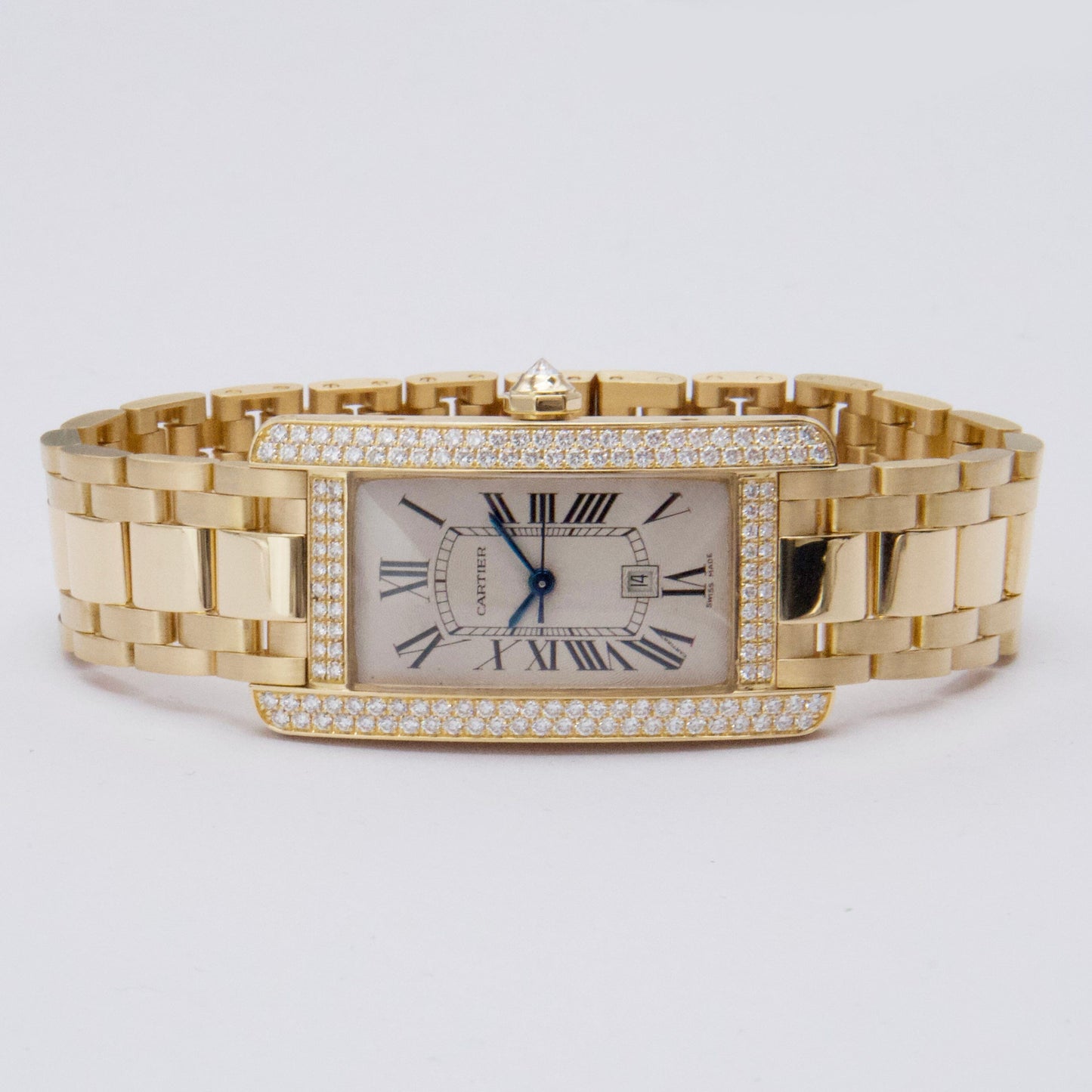 Cartier Tank Americaine WB7057K2 Diamond 18K Yellow Gold Ladies Watch - Watches
