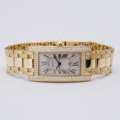 Cartier Tank Americaine WB7057K2 Diamond 18K Yellow Gold Ladies Watch - Watches