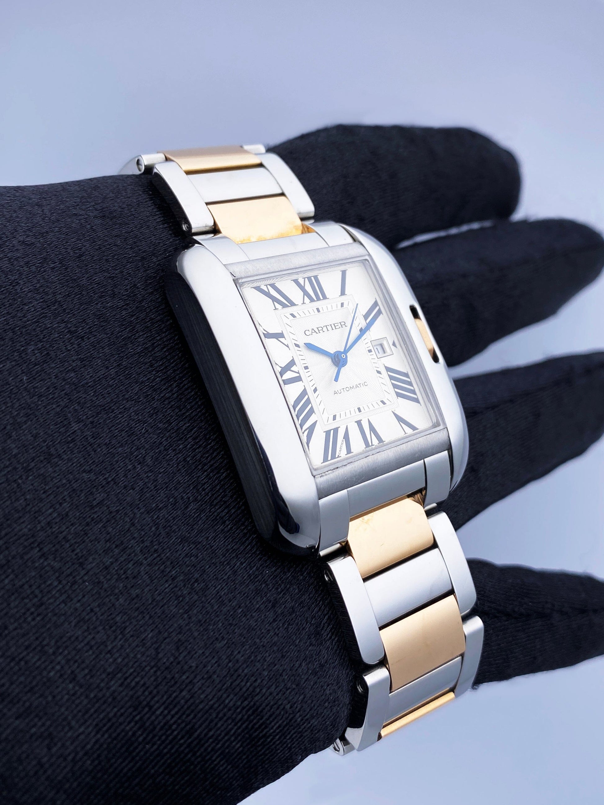 Cartier Tank Anglaise W5310007 Rose Gold Stainless Steel Ladies