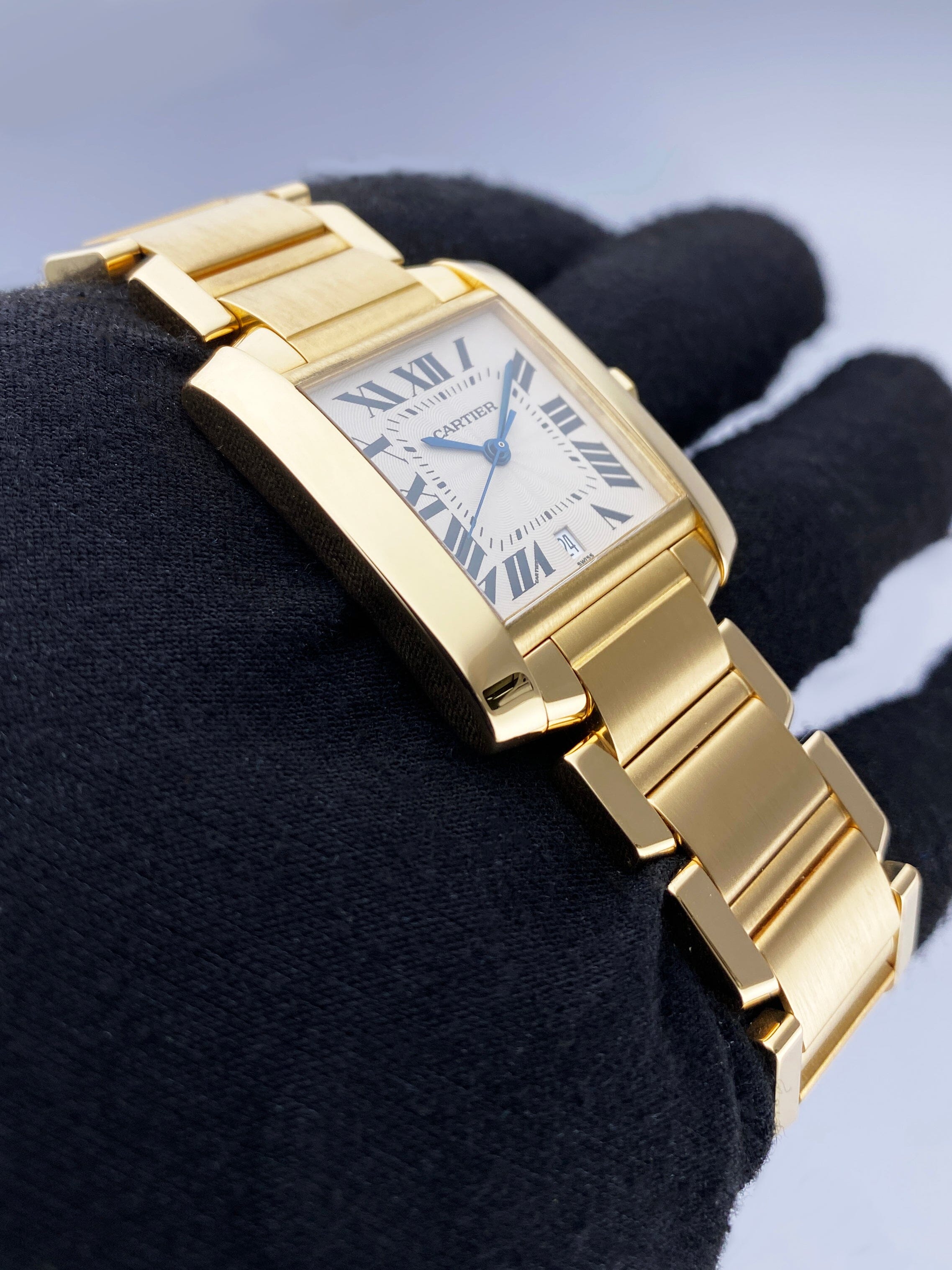 Cartier Tank Francaise W50001R2 18K Yellow Gold Mens Watch Box