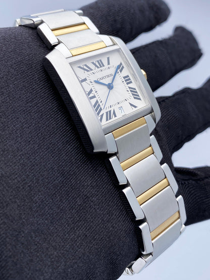 Cartier Tank Francaise Large W51005Q4 Two Tone Mens Watch Box Papers - Watches