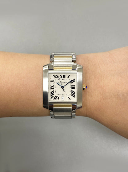 Cartier Tank Francaise Large W51005Q4 Two Tone Mens Watch Box Papers - Watches
