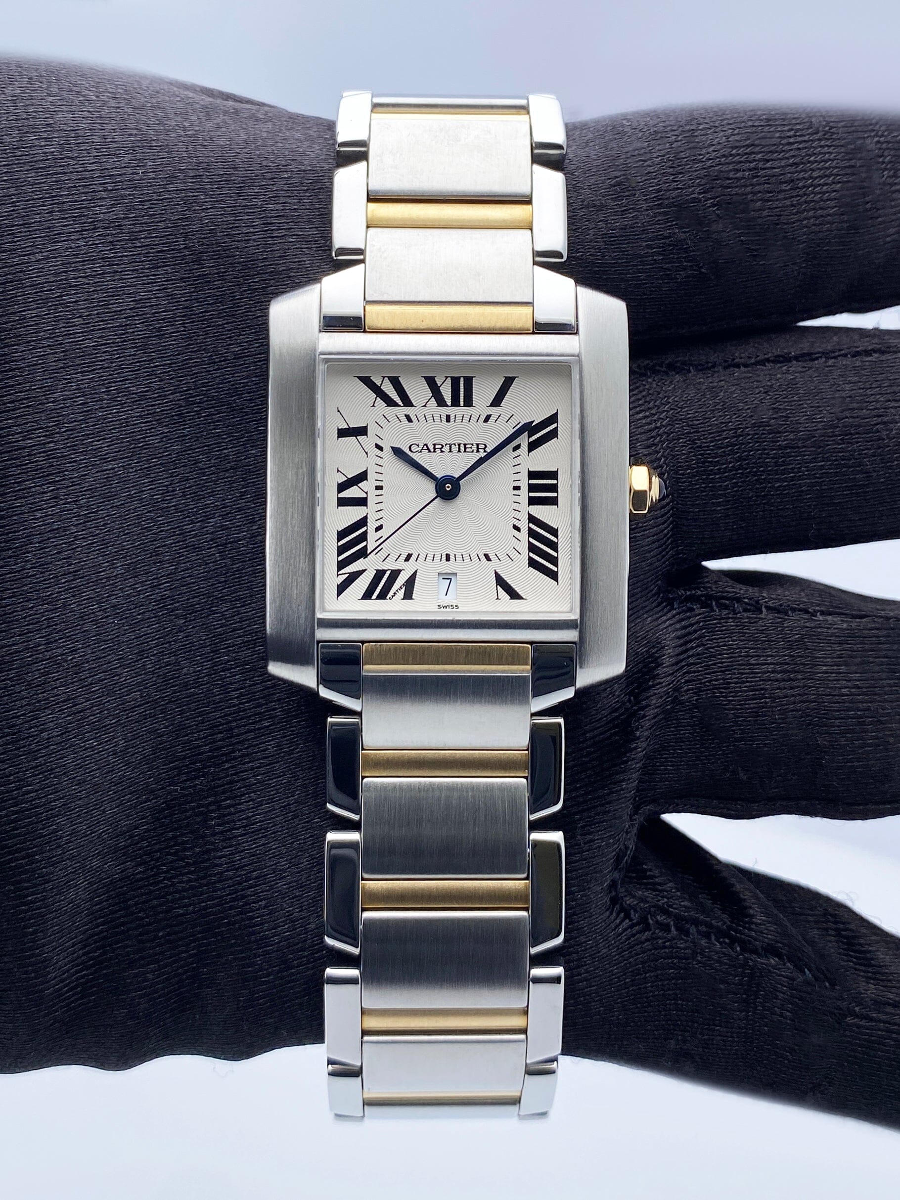 Cartier Tank Francaise Large W51005Q4 Two Tone Mens Watch Box Papers - Watches