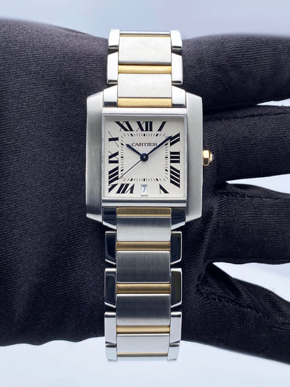 Cartier Tank Francaise Large W51005Q4 Two Tone Mens Watch Box Papers - Watches