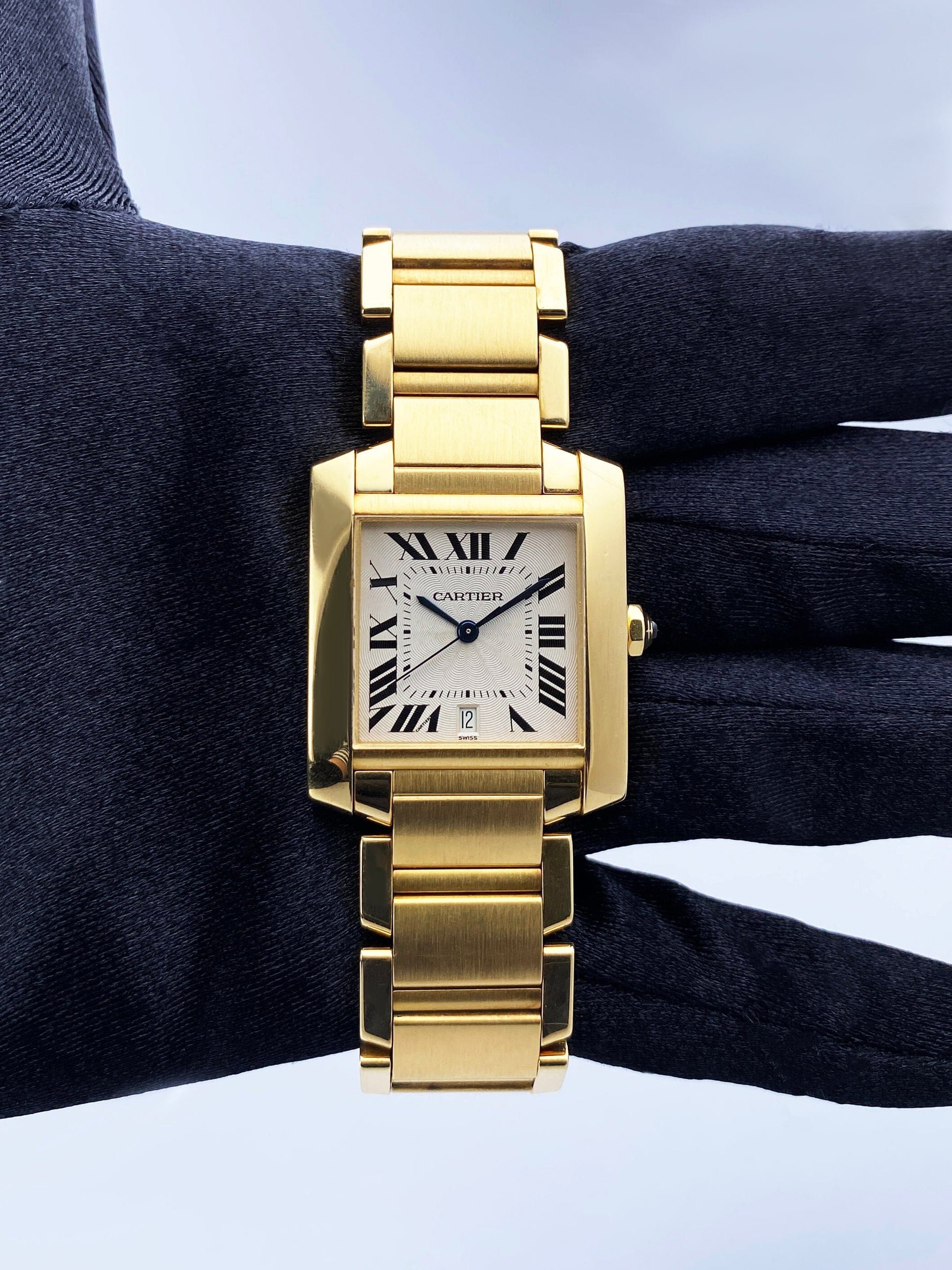 Cartier Tank Francaise W50001R2 18K Yellow Gold Mens Watch - Wristwatch