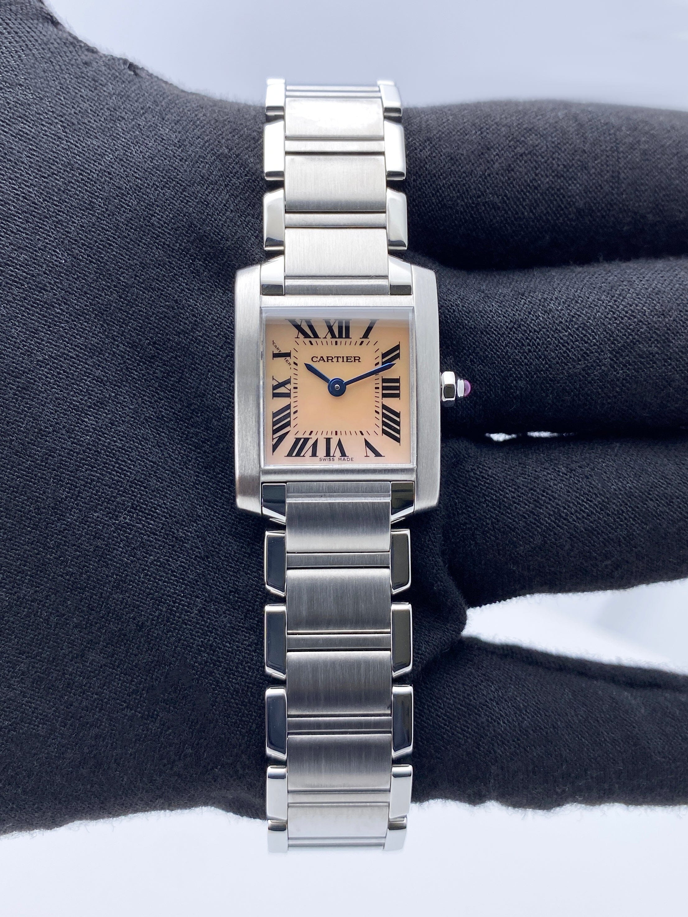 Cartier Tank Francaise W51028Q3 MOP Steel Ladies Watch Box Papers