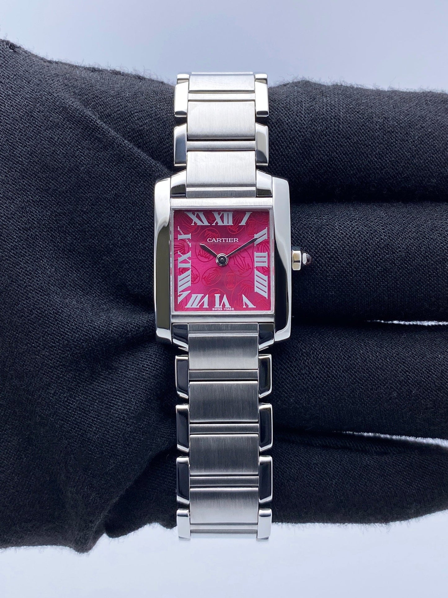 Cartier Tank Francaise W51030Q3 Raspberry Dial Steel Ladies Watch - Watches
