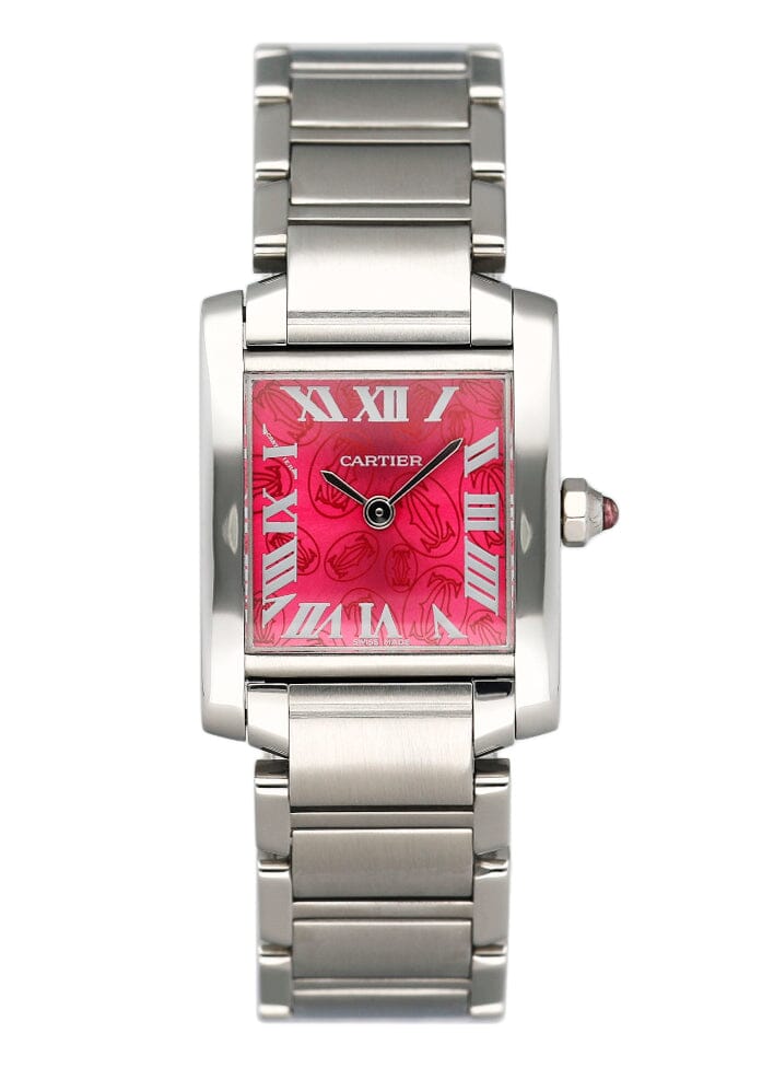 Cartier Tank Francaise W51030Q3 Raspberry Dial Steel Ladies Watch - Watches