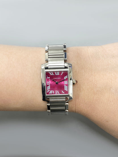 Cartier Tank Francaise W51030Q3 Raspberry Dial Steel Ladies Watch - Watches
