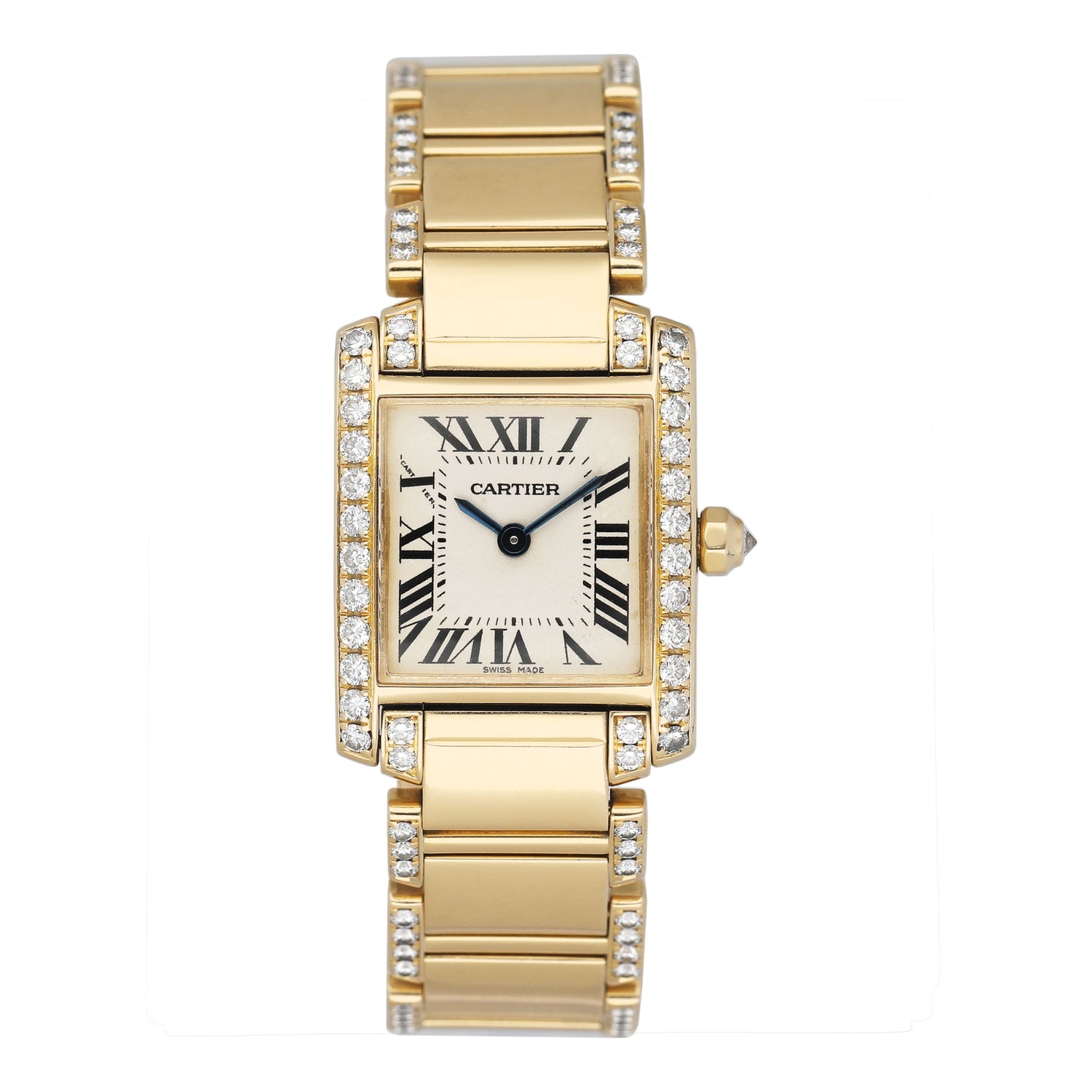 Cartier Tank Francaise WE1001RG Diamond 18K Yellow Gold Ladies Watch - Watches