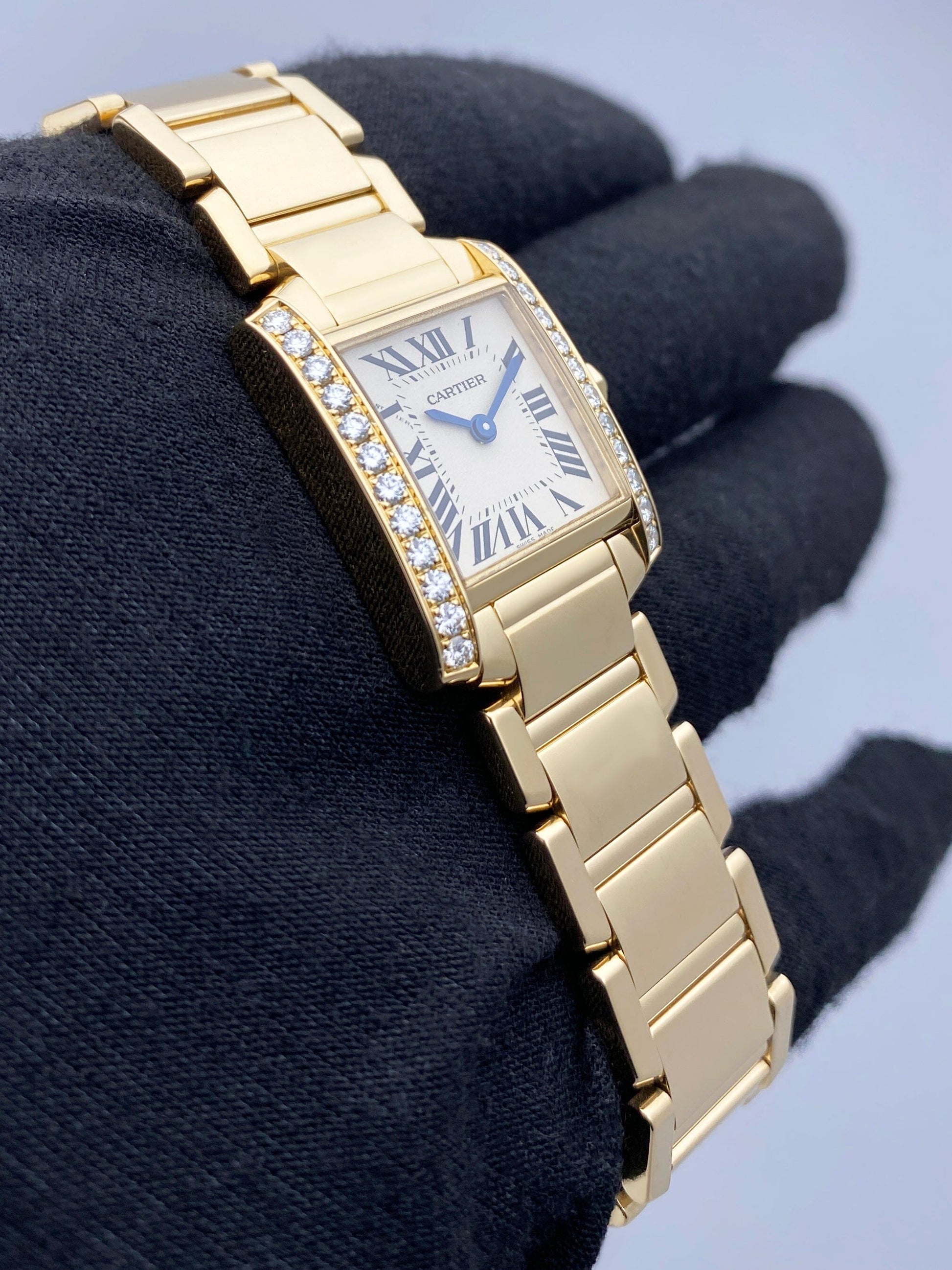 Cartier Tank Francaise WJTA0024 Diamond Bezel Ladies Watch Box Papers - Watches