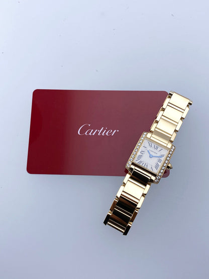 Cartier Tank Francaise WJTA0024 Diamond Bezel Ladies Watch Box Papers - Watches