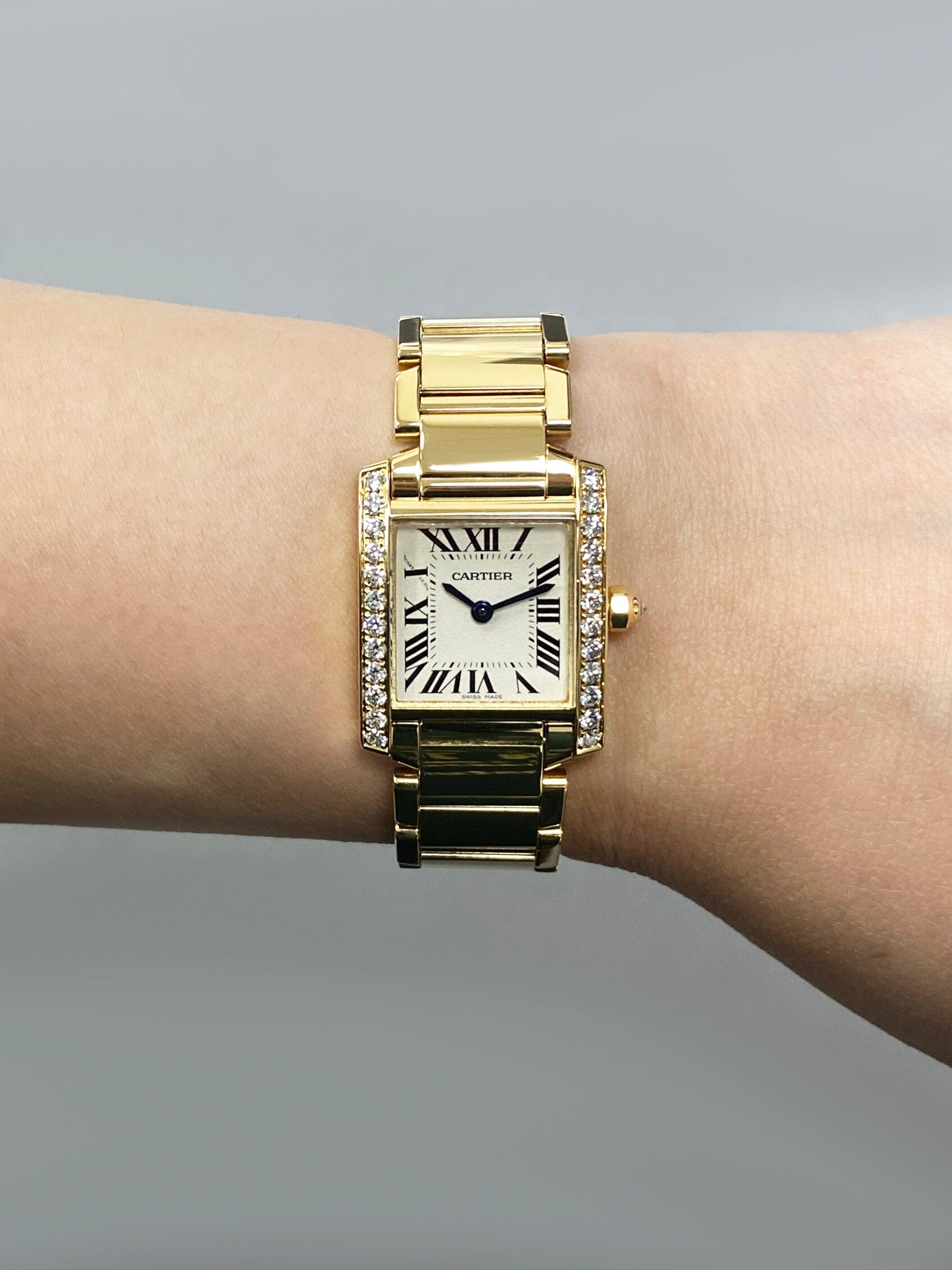 Cartier Tank Francaise WJTA0024 Diamond Bezel Ladies Watch Box Papers - Watches