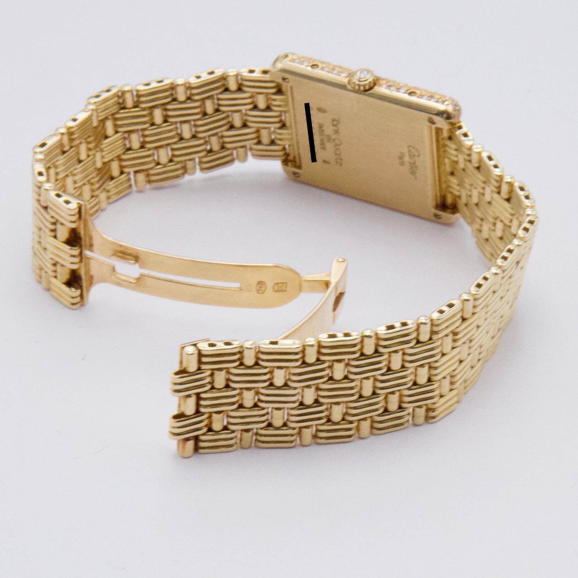 Cartier Tank Louis Paris WA3001A7 Diamond 18K Yellow Gold Ladies Watch Box Papers - Watches