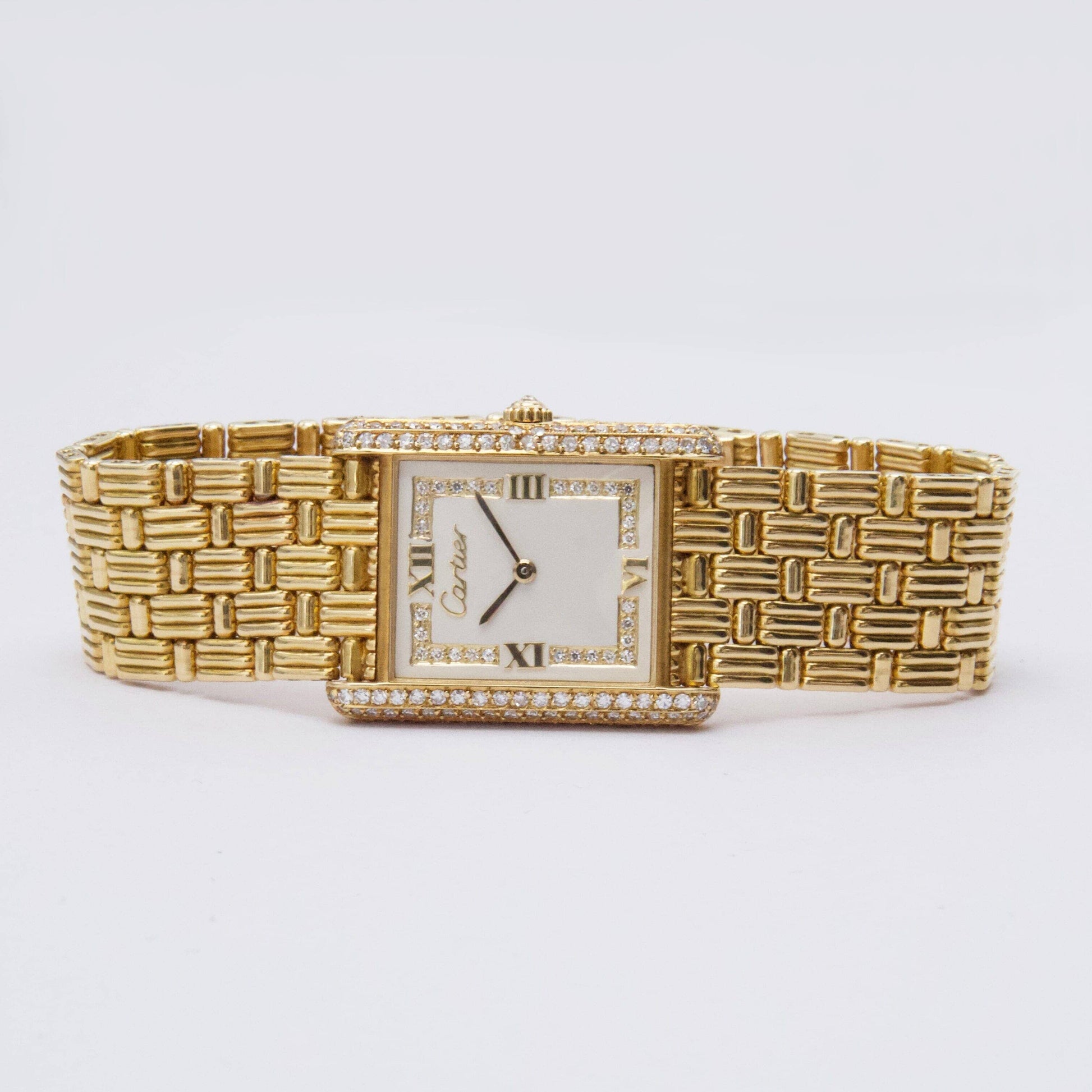 Cartier Tank Louis Paris WA3001A7 Diamond 18K Yellow Gold Ladies Watch Box Papers - Watches